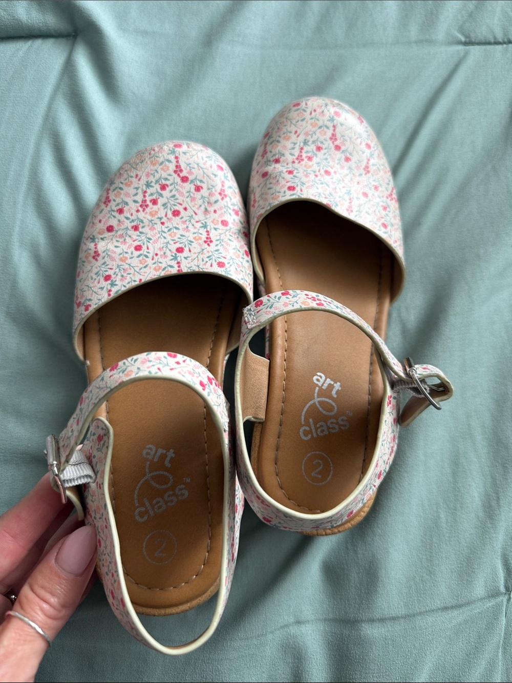 art class Pink and Cream Floral Mary Jane Girls' Dress Shoes